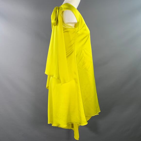 MSGM Size S Yellow Polyester Layered A-Line V-Neck Dress - Picture 2 of 10